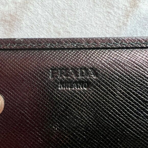 Authentic Prada Triangle Logo Long Snap Wallet in Black Saffiano Leather - Picture 7 of 11